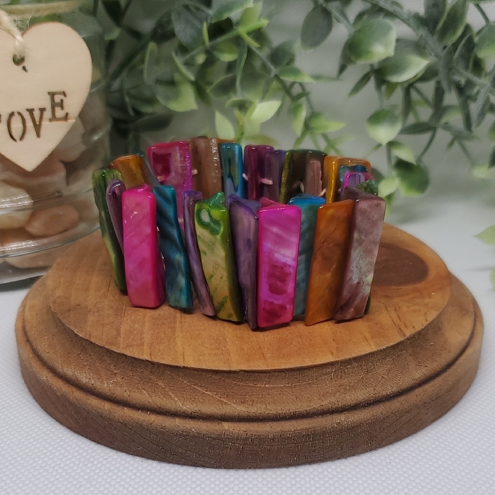 Vibrant Pink and Blue Marbled Bracelets